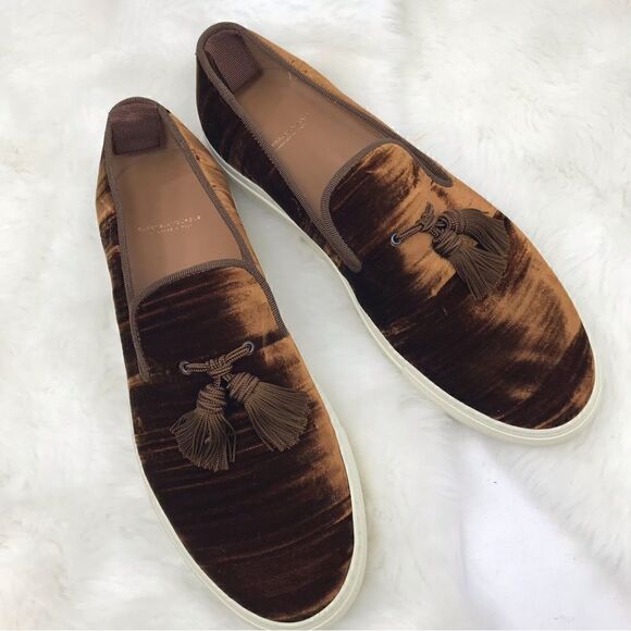 Superglamourous LOUIS Wrinkle Velvet Skate Style Slip On Shoe in Caramel main image 15